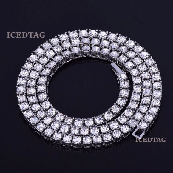 Other - Full Iced Out White Gold PT Tennis Necklace